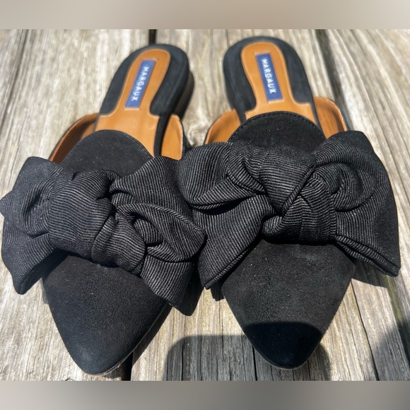 Margaux The Bow Mule, black suede & ribbon, size 38 but fits a 6.5 maybe a 7. - Picture 3 of 7